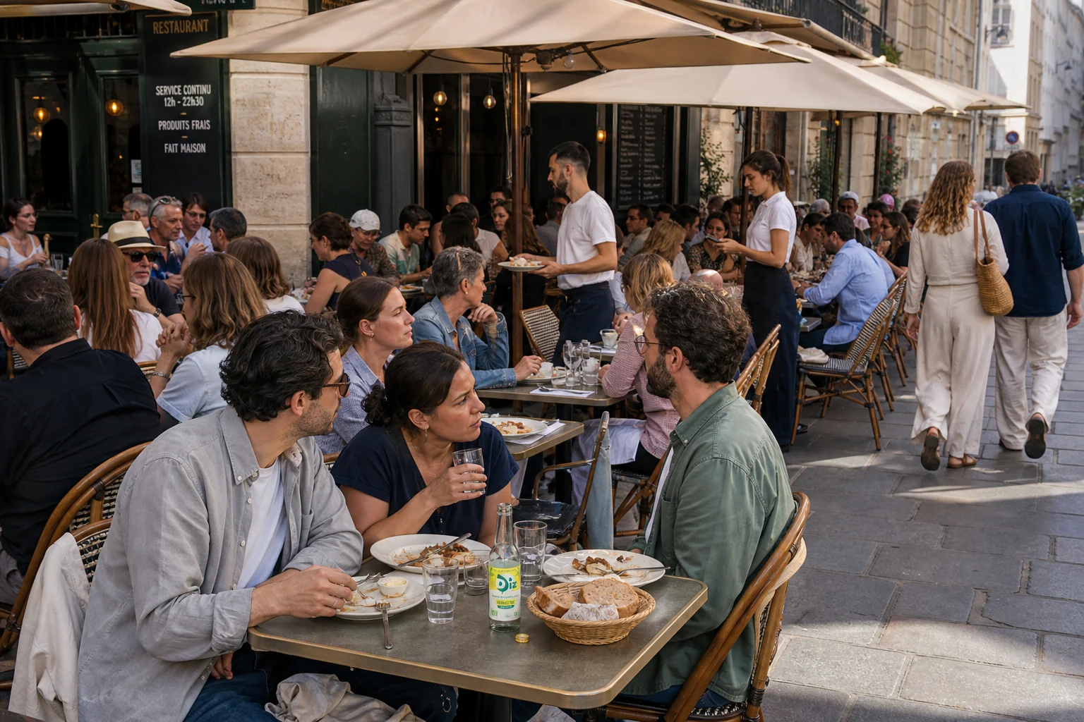 Illustration de DIZ à la terrasse d’un restaurant
